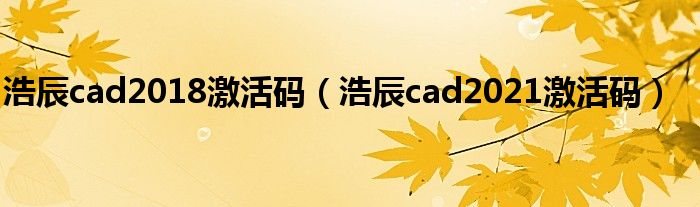 浩辰cad2018激活碼（浩辰cad2021激活碼）