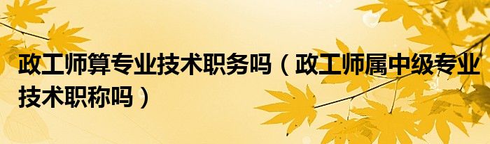 政工師算專業(yè)技術(shù)職務(wù)嗎（政工師屬中級專業(yè)技術(shù)職稱嗎）