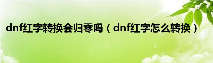 dnf紅字轉(zhuǎn)換會歸零嗎（dnf紅字怎么轉(zhuǎn)換）