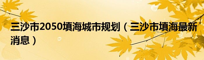 三沙市2050填海城市規(guī)劃（三沙市填海最新消息）