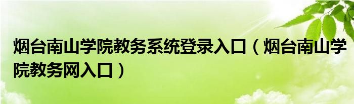 煙臺(tái)南山學(xué)院教務(wù)系統(tǒng)登錄入口（煙臺(tái)南山學(xué)院教務(wù)網(wǎng)入口）