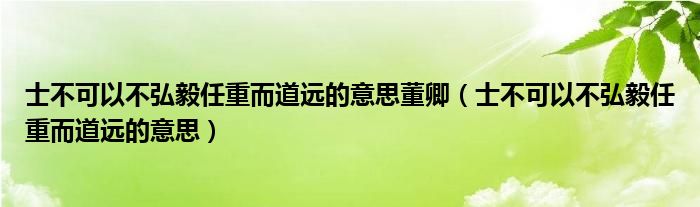 士不可以不弘毅任重而道遠(yuǎn)的意思董卿（士不可以不弘毅任重而道遠(yuǎn)的意思）