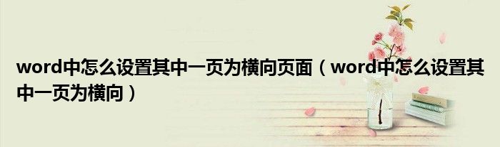 word中怎么設(shè)置其中一頁(yè)為橫向頁(yè)面（word中怎么設(shè)置其中一頁(yè)為橫向）