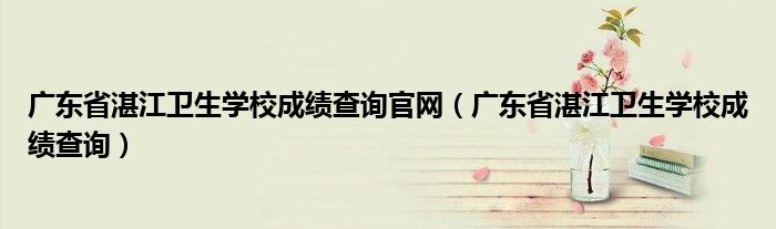 廣東省湛江衛(wèi)生學(xué)校成績查詢官網(wǎng)（廣東省湛江衛(wèi)生學(xué)校成績查詢）