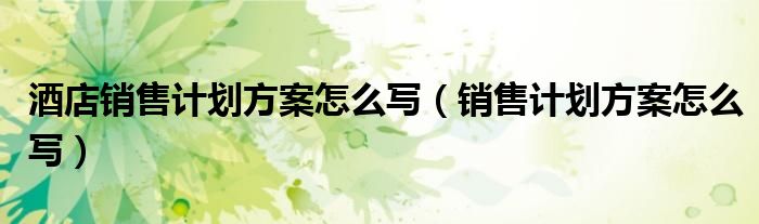 酒店銷售計(jì)劃方案怎么寫（銷售計(jì)劃方案怎么寫）
