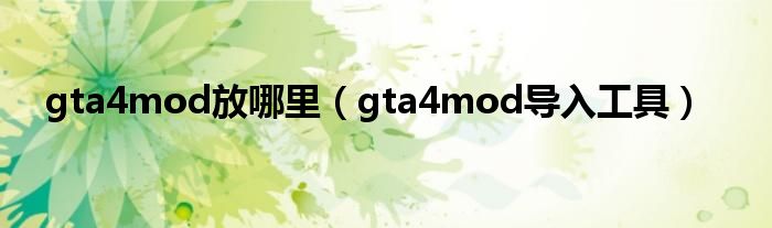 gta4mod放哪里（gta4mod導(dǎo)入工具）