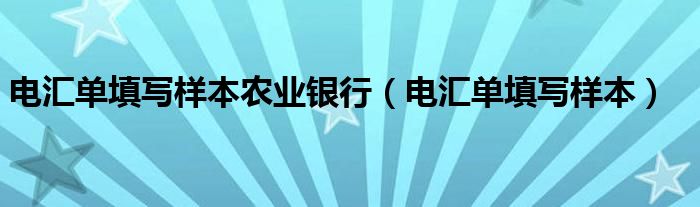 電匯單填寫樣本農(nóng)業(yè)銀行（電匯單填寫樣本）
