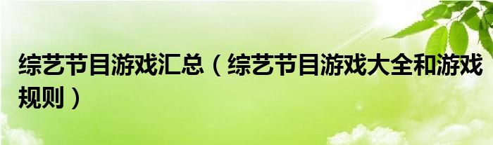 綜藝節(jié)目游戲匯總（綜藝節(jié)目游戲大全和游戲規(guī)則）