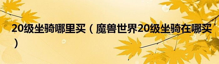 20級坐騎哪里買（魔獸世界20級坐騎在哪買）