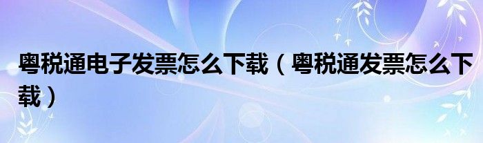 粵稅通電子發(fā)票怎么下載（粵稅通發(fā)票怎么下載）