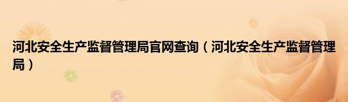 河北安全生產(chǎn)監(jiān)督管理局官網(wǎng)查詢（河北安全生產(chǎn)監(jiān)督管理局）