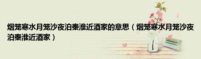 煙籠寒水月籠沙夜泊秦淮近酒家的意思（煙籠寒水月籠沙夜泊秦淮近酒家）