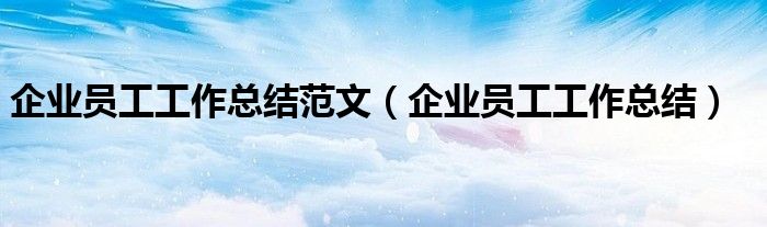 企業(yè)員工工作總結(jié)范文（企業(yè)員工工作總結(jié)）