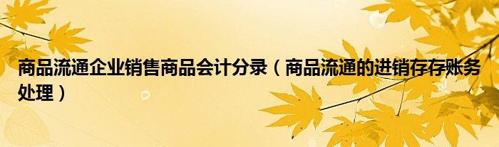 商品流通企業(yè)銷售商品會計分錄（商品流通的進銷存存賬務(wù)處理）