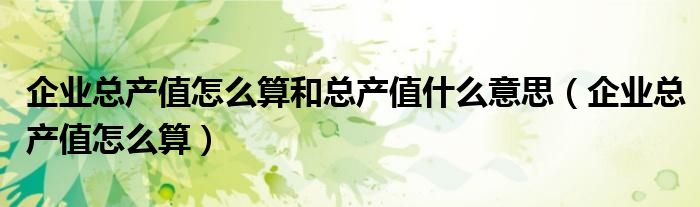 企業(yè)總產(chǎn)值怎么算和總產(chǎn)值什么意思（企業(yè)總產(chǎn)值怎么算）