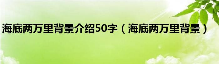 海底兩萬里背景介紹50字（海底兩萬里背景）