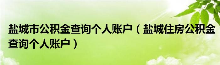鹽城市公積金查詢個人賬戶（鹽城住房公積金查詢個人賬戶）