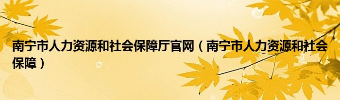 南寧市人力資源和社會保障廳官網(wǎng)（南寧市人力資源和社會保障）