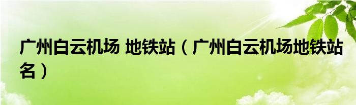 廣州白云機場 地鐵站（廣州白云機場地鐵站名）