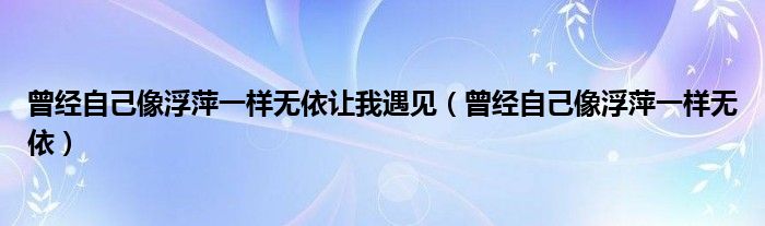 曾經(jīng)自己像浮萍一樣無依讓我遇見（曾經(jīng)自己像浮萍一樣無依）