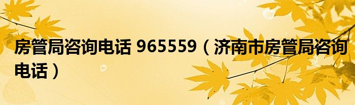 房管局咨詢電話 965559（濟南市房管局咨詢電話）