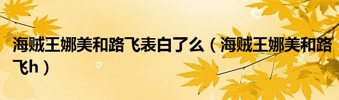 海賊王娜美和路飛表白了么（海賊王娜美和路飛h）