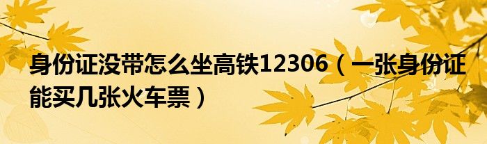 身份證沒(méi)帶怎么坐高鐵12306（一張身份證能買幾張火車票）