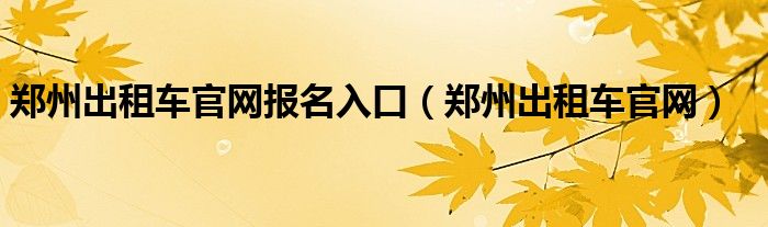 鄭州出租車(chē)官網(wǎng)報(bào)名入口（鄭州出租車(chē)官網(wǎng)）
