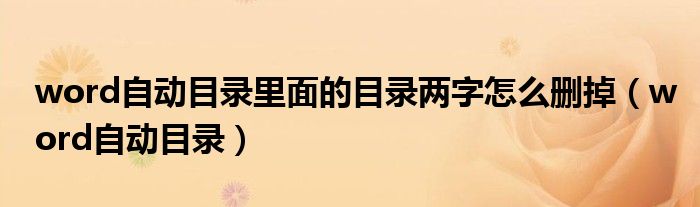 word自動(dòng)目錄里面的目錄兩字怎么刪掉（word自動(dòng)目錄）