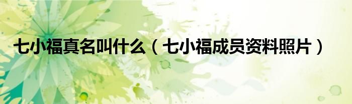 七小福真名叫什么（七小福成員資料照片）