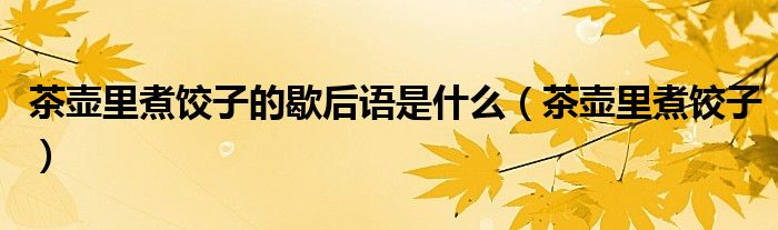 茶壺里煮餃子的歇后語是什么（茶壺里煮餃子）