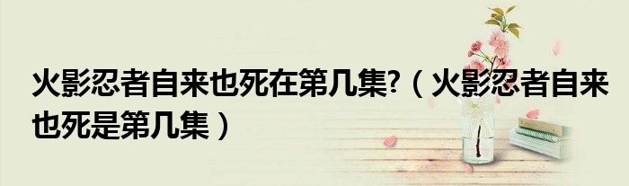 火影忍者自來也死在第幾集?（火影忍者自來也死是第幾集）