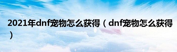 2021年dnf寵物怎么獲得（dnf寵物怎么獲得）