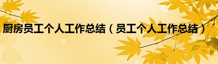 廚房員工個(gè)人工作總結(jié)（員工個(gè)人工作總結(jié)）
