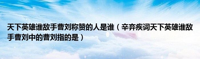 天下英雄誰敵手曹劉稱贊的人是誰（辛棄疾詞天下英雄誰敵手曹劉中的曹劉指的是）