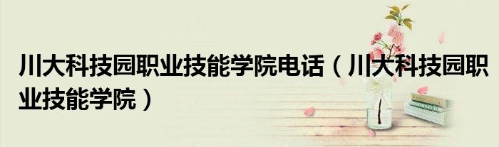 川大科技園職業(yè)技能學(xué)院電話（川大科技園職業(yè)技能學(xué)院）