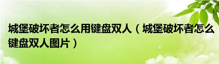 城堡破壞者怎么用鍵盤雙人（城堡破壞者怎么鍵盤雙人圖片）