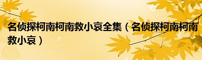 名偵探柯南柯南救小哀全集（名偵探柯南柯南救小哀）