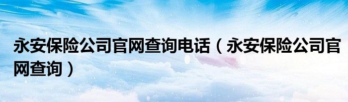 永安保險公司官網(wǎng)查詢電話（永安保險公司官網(wǎng)查詢）