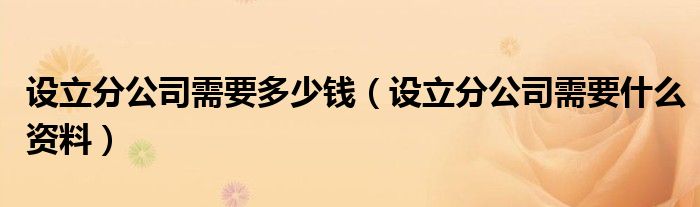 設(shè)立分公司需要多少錢（設(shè)立分公司需要什么資料）