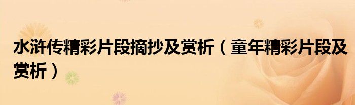 水滸傳精彩片段摘抄及賞析（童年精彩片段及賞析）