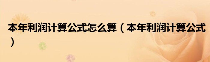 本年利潤計算公式怎么算（本年利潤計算公式）