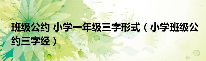 班級公約 小學(xué)一年級三字形式（小學(xué)班級公約三字經(jīng)）