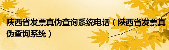 陜西省發(fā)票真?zhèn)尾樵兿到y(tǒng)電話（陜西省發(fā)票真?zhèn)尾樵兿到y(tǒng)）