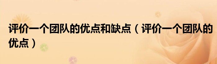 評(píng)價(jià)一個(gè)團(tuán)隊(duì)的優(yōu)點(diǎn)和缺點(diǎn)（評(píng)價(jià)一個(gè)團(tuán)隊(duì)的優(yōu)點(diǎn)）