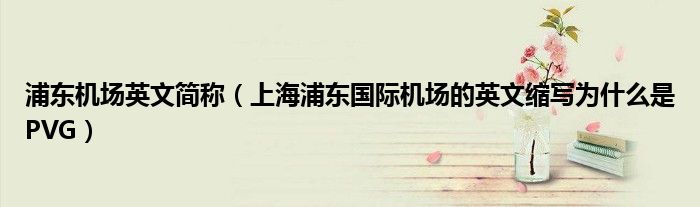 浦東機(jī)場英文簡稱（上海浦東國際機(jī)場的英文縮寫為什么是PVG）