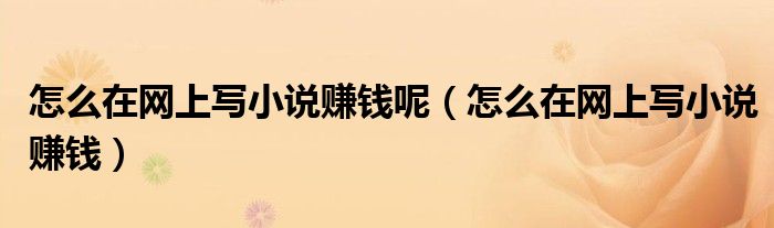 怎么在網(wǎng)上寫小說賺錢呢（怎么在網(wǎng)上寫小說賺錢）
