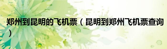 鄭州到昆明的飛機(jī)票（昆明到鄭州飛機(jī)票查詢）