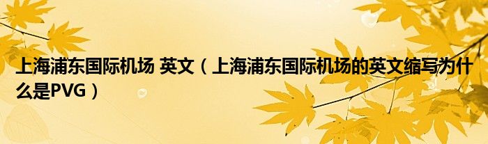上海浦東國際機(jī)場 英文（上海浦東國際機(jī)場的英文縮寫為什么是PVG）