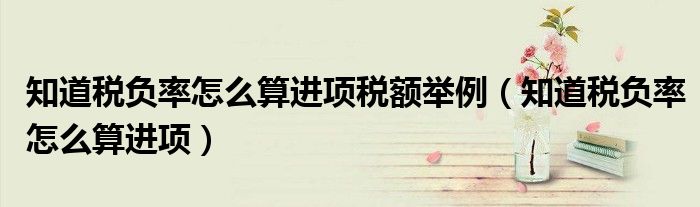 知道稅負(fù)率怎么算進(jìn)項(xiàng)稅額舉例（知道稅負(fù)率怎么算進(jìn)項(xiàng)）